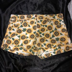High Waisted Sunflower Jean Shorts